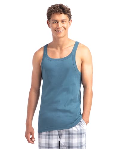 Image of Jockey US26 Men Super Combed Cotton Rib Square Neck Gym Vest - Navy