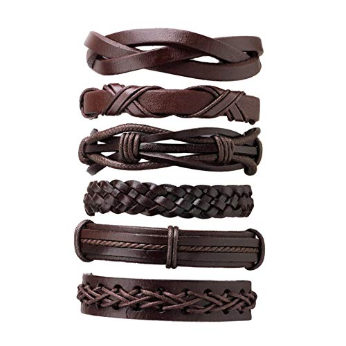 【Impilabilità e sovrapposizione】 6 bracciali in pelle in diversi stili. Il caratteristico braccialetto assumerà l'aspetto di un braccialetto multistrato quando li impili insieme, oppure puoi abbinarlo a qualsiasi altro braccialetto o braccialetto avvolgente.