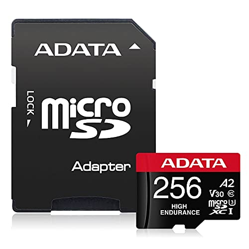 Image of ADATA 256GB High Endurance microSDXC Memory Card - UHS-I U3 V30 A2 Class 10 - Up to 100MB /s Read Speed - Ideal for Dash Cams, Surveillance, and 4K Video (AUSDX256GUI3V30SHA2-RA1)