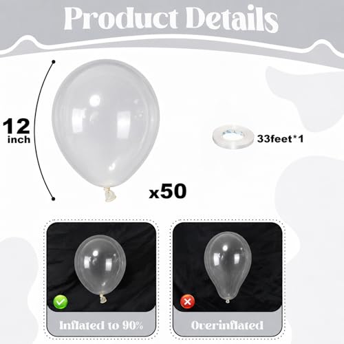 Image of Togvu Clear Balloons, 50Pack 12 Inch Transparent Latex Party Balloons for Wedding Baby Bridal Shower Bubble Birthday Party Decorations Supplies