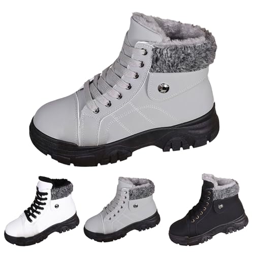 Winterschuhe Damen Gefüttert - Outdoorschuhe Damen Wasserfest Leicht Wanderstiefel Orthopädische Winterboots Winter Warm Schneestiefel Tekkingstiefel Kurzschaft Stiefel Boots Schuhe