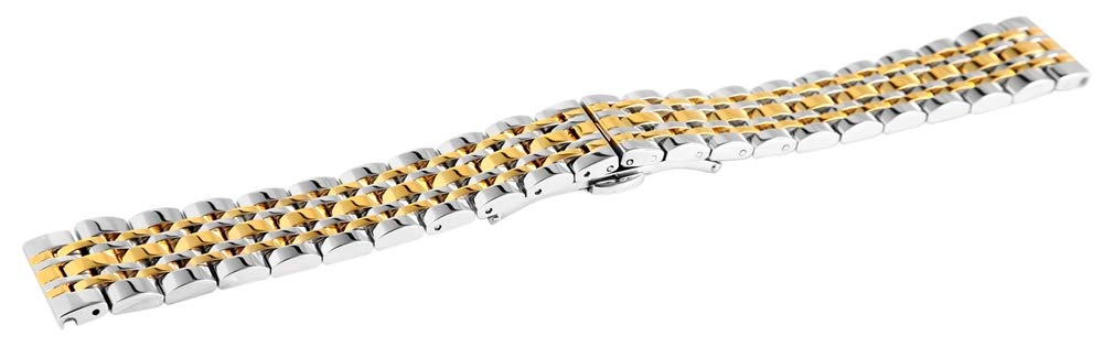 Excellanc Cinturino per orologio 18 mm metallo argento oro fibbia deployante cinturino di ricambio