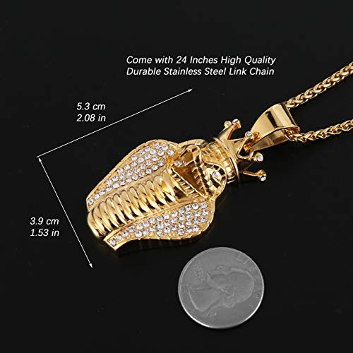 HZMAN 18k Gold Plated Cz Inlay Egypt Cobra King Stainless Steel Pendant Necklace Hip Hop Chain4