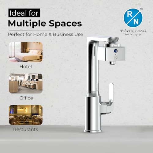 Image of RN Automatic Touchless Sensor Faucet for Wash Basin, Motion Sensor Bathroom Sink Tap, Hands-Free Smart Faucet with Chrome Finish, Water Saving Kitchen & Bath Fixture