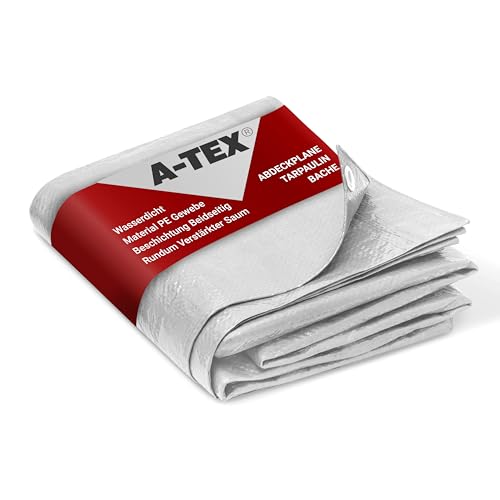 A-TEX® Abdeckplane 90g/m² (Weiß, 2 x 3 m) | Verschiedene Stärken, Größen und Farben wählbar | Plane mit Ösen | Gewebeplane Gartenplane Bauplane Schutzplane | wasserdicht | reißfest | UV-stabilisiert