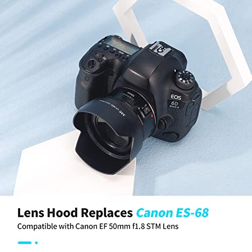 image for KIWIFOTOS 50mm Reversible Lens Hood Shade Fit for Canon EF 50mm f/1.8 