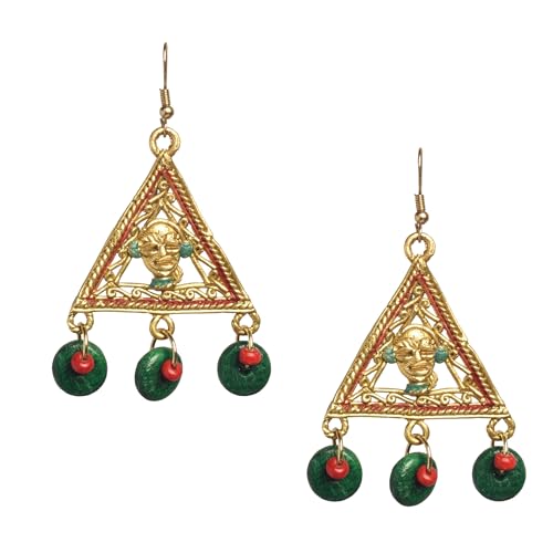 Image of Handcrafted Tribal & Dhokra Art Earrings Collection for Women - Royal Boho Statement Designs in Brass, Wooden, Beaded & Geometric Styles