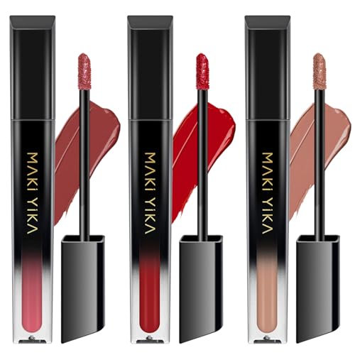 Image of MAKI YIKA 3Pc Matte Liquid Lipstick Set Nude MVP Red Latte Nude Lipsticks