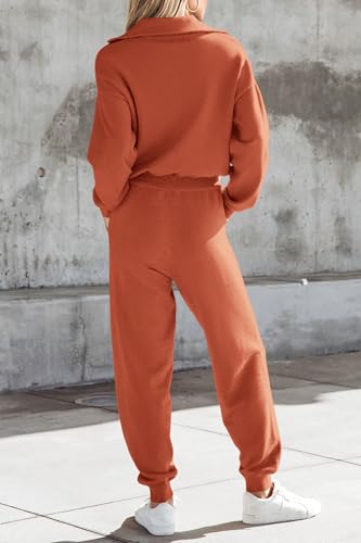 Image of PRETTYGARDEN Women's 2 Piece Sweater Set Pullover Zip Up Sweatshirt Jogger Sweatpants Tracksuit Casual Outfit