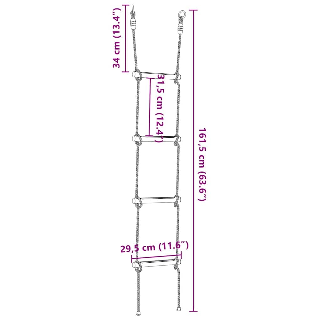 Genérico Escalera de Cuerda para niños con 4 peldaños Multicolor,Juegos y Juguetes,Estructuras para Juegos al Aire Libre,Accesorios para Columpios y estructuras de Juegos,4009277