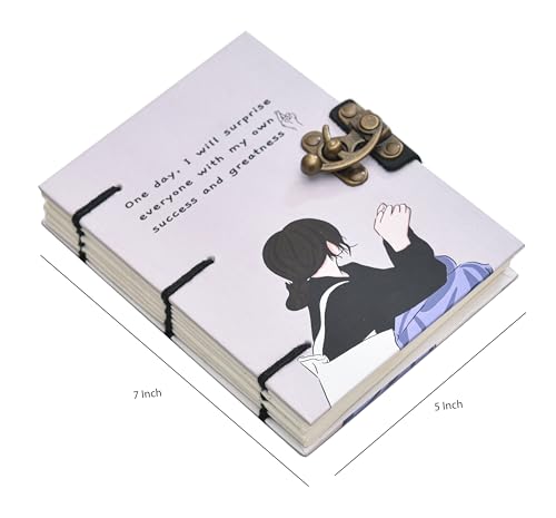 Image of Motivational Quote Diary with Lock ? ?One Day I Will Surprise Everyone? | Vintage Handmade Journal for Girls, Students & Dreamers | Aesthetic Notebook for Writing & Gifting (5x7 Inch)