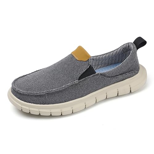 Azooken Men's Arch Support Casual Slip-on Shoes Men Loafers Non Slip Comfortable Shoes（2802-Grey46）