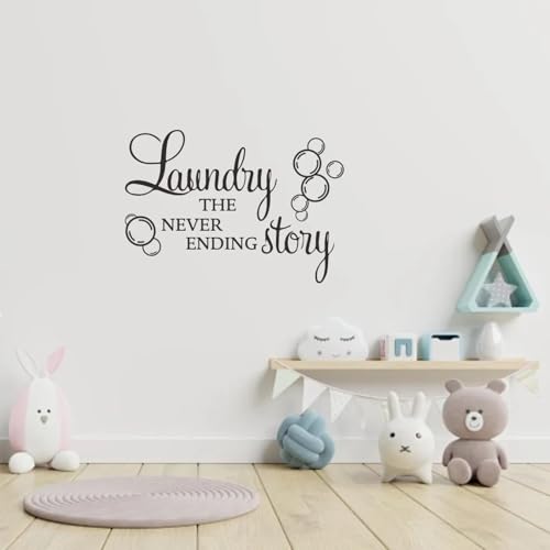 Personalisieren Sie Ihre Waschküche mit dem Wandaufkleber mit dem Zitat „The Never Ending Story Bubbles“, einer abnehmbaren Tapete für Ihr Zuhause.