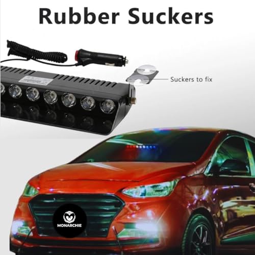 Image of MONARCHIE 9 LED Car Police Emergency Strobe Light With Red Blue White Flasher, 6 Flashing Modes | Suitable for SUV, MUV's, Sedans, Hatchback