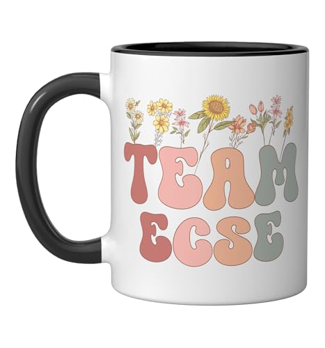 Groovy Team ECSE Appreciation Week back to school Ceramic Mug, Black/White