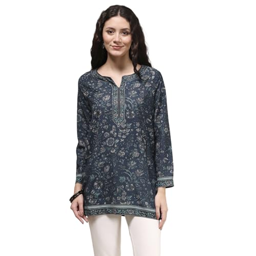Image of BIBA Women's Polyester Printed Straight Kurti