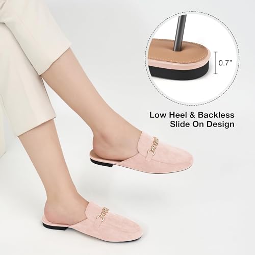 Image of Womens Mules Buckle Flats: Classic Suede Slip On Shoes Dressy Closed Toe Backless Slides Loafers 2026 for Business Work Office Casual