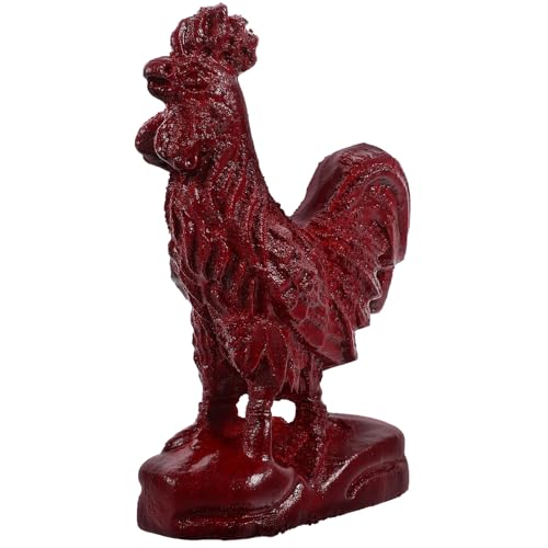 FRCOLOR 木彫り動物飾り 高さ 紅花梨木製おんどり置物 家用リビング装飾 フィギュア 彫刻木製スタチュー 園や茶卓の景観に適用