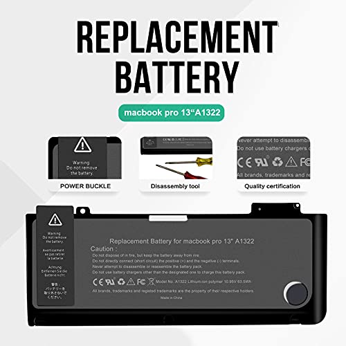 ZJSTRO A1278 A1322 - Batteria per laptop MacBook Pro 13 (metà 2009, metà 2010, inizio 2011, fine 2011, metà 2012), polimeri di litio 10,95 V, 63,5 Wh]