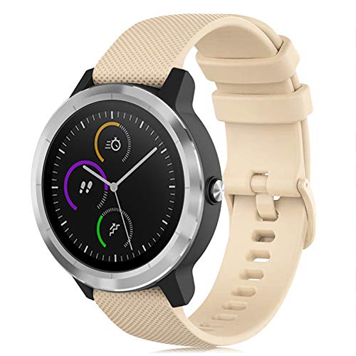 Onedream Correas Compatible para Garmin Vivoactive 3 Vivomove, Pulsera de Repuesto Band Deportivo Correa del Reloj Silicona Accesorios 20mm para Hombre y Mujer, Beige (Sin Reloj)