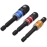 GOWENIC Chrome Vanadium Steel Socket Adapter Set 1/4in Hex Shank Square Head Extension Bit Tool Kit 3Pcs Stable Fixing for Woodworking Blue for Home Improvement