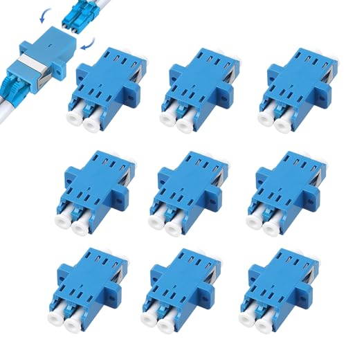 LEZED 10PCS Adaptador de Fibra Óptica LC a LC Monomodo, LC Conector de fibra óptica acoplador hembra a hembra, UPC Extensor de Fibra Óptica Dúplex, para transmisión datos por fibra óptica,red local.