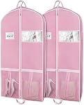 Zilink 43" Garment Bags for Travel for Women Carry on Suit Bags for Travel and Storage Gusseted Hanging Garment Bags with Handles for Coats, Jackets, Shirts,Dresses, Pink