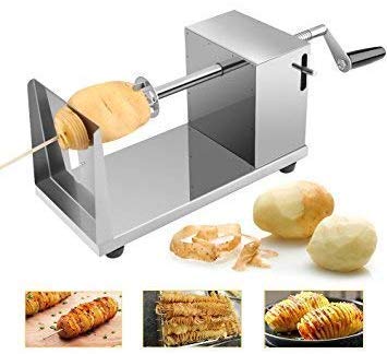 SALUNA Manual Stainless Steel Twisted Potato Slicer Spiral Vegetable Cutter French Fry (25.5 * 11 * 12.5 cm)