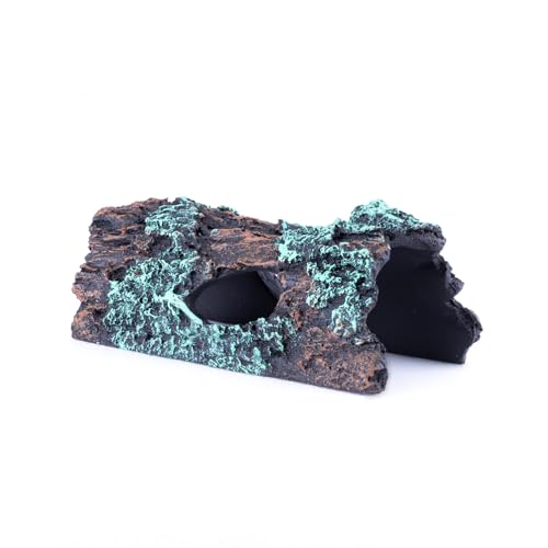 Natural Reptile Hide Basking Platform Hideout Decor for Aquarium Fish Tank Bearded Dragon Gecko Shrimp Betta (Glow-in-the-Dark Tree Cave Small)
