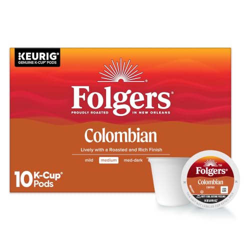 Folgers Colombian Coffee, Medium Roast, Keurig K-Cup Pods, 10 Count Box