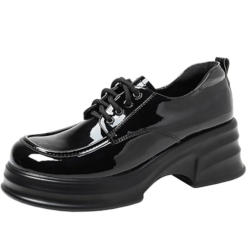 Platform Oxfords for Women Women's Oxfords Leather Lace Up Chunky Fashion Business Oxford Shoes Comfort Casual Work Office Dress Derby Shoes