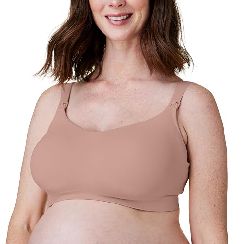 Bravado Designs Women's Nursing Bra for Breastfeeding, Intrigue Balconette Supportive Seamless Wirefree Maternity Bra, Cameo, Medium Full Cup