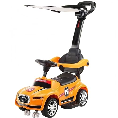 AOUTN乗用玩 具手押し背もたれ ステップ 。転倒防止ストッパー収納 ,多機能足けり,乗用玩具, 押し車 ,子供用玩具, 1〜6歳, 男の子と女の子 , りもの 軽量タイプ。 (スクーター + 押しハンドル + ペダル + 日よけ,オレンジ)