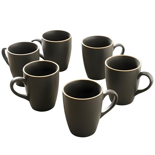 Image of miah decor Tea Coffee Cup Set of 6 300ml Big Grey Ceramic (Porcelain) Premium Tea & Coffee Mugs | Microwave Safe | Elegant Tableware for Home & Office | Ideal for Gifting