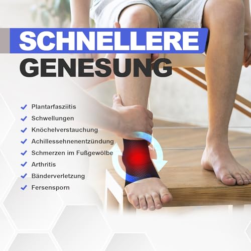 2 Stück Sprunggelenkbandage, Professionelle Knöchelbandage für Damen/Männer Kompressionssocken Fußbandage für Plantarfasziitis, Arthritis, Verstauchte Knöchel, Achillessehne, Gelenkschmerzen, Sport