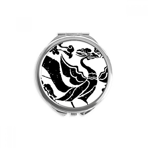 Miroir rond de poche motif dynasties Wei et Jin pour maquillage portable de 2,6 pouces