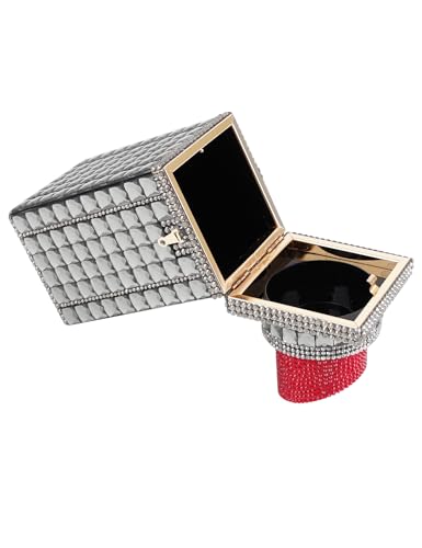 Image of Women Lipstick Shape Inlaid Rhinestone Crystal Glitter Evening Bags Purses Clutch Sparkly Banquet Handbag | Lipstick Shape