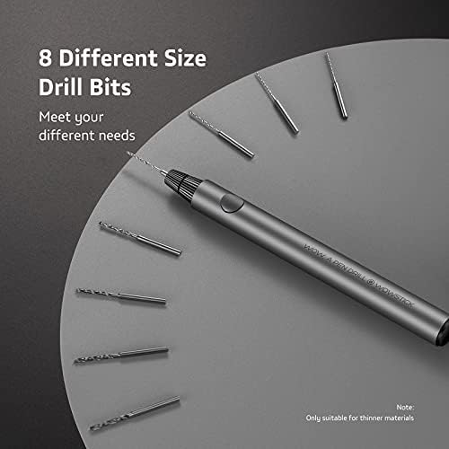 Wowstick Mini Cordless Drill Pen, USB Rechargeable Portable Drill Pen, Multifunction Electric Drill with 8 Accessories, 40 Minutes Charging, Ideal for Plastic Wood DIY