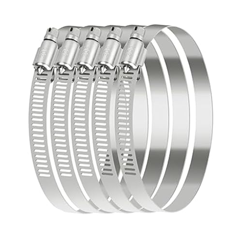 XRPAOWA Hose Clamps, 304 Stainless Steel, 5 pcs/Pack, SAE 72 Worm Gear Hose Pipe Clamps, 4-1/8-Inch-5-Inch (105-127mm) (SAE 72)