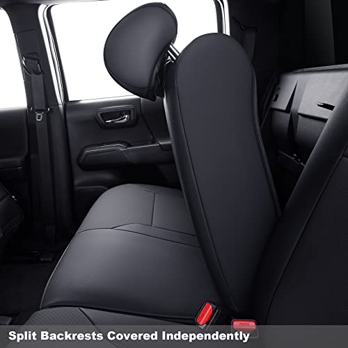 Image of LUCKYMAN CLUB Tacoma Custom Fit Seat Covers for 2016-2023 Tacoma Crew Cab with Faux Leather (Black)