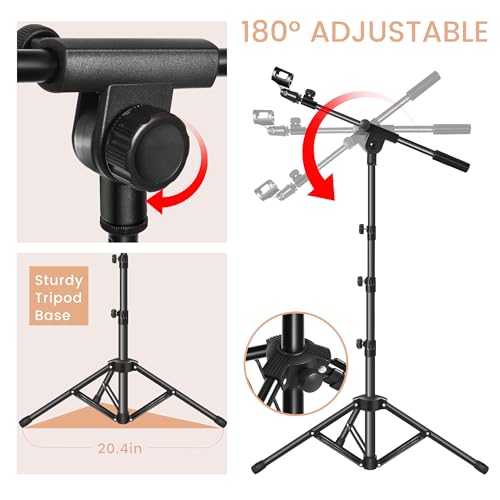 image for Ramzi Mic Stand,Double Support Tripod Microphone Stand Floor Boom Mic 