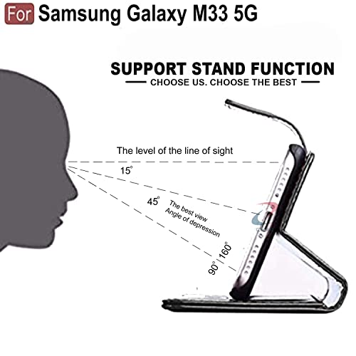 Image of CEDO Flip Cover for Samsung Galaxy M33 (5G) | Leather Finish | Inside Pockets & Inbuilt Stand | Shockproof Wallet Style Magnetic Closure Back Case Flipcover (Black)