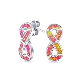 Eindrucksvolle von ewiger Liebe - diese fesselnde, Sterling Silber, infinity Ohrstecker als der vollkommene Ausdruck der Liebe. Durch eine funkelnde, synthetische rosa Opal akzentuierte, Abbildung 8, infinity Motiv. Darling in Oktober Geburtstag.