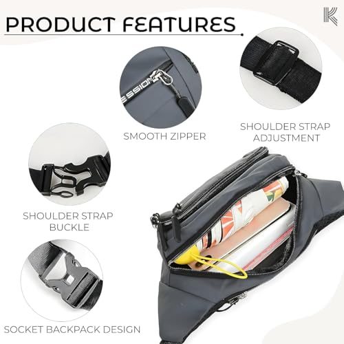 Image of Waist Bag for Man & Woman | Travel Handy Hiking Running Pouch with Zipper | Adjustable Strap Fanny Pack for Documents Money Card Phone Earphone | Lightweight Sport Belt Bag (Gray)