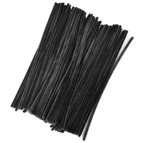 Limpiadores de pipas negros de 200 uds, material de chenilla maleable para manualidades