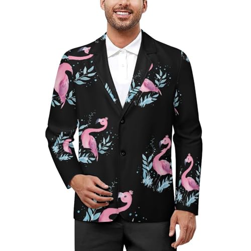 Blue Leaves Flamingo Mens Blazer Lightweight Sport Coat Two Button Suit Jackets