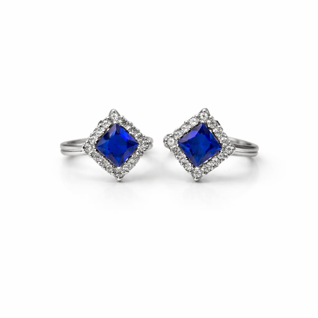 anuradha Art Jewellery trendy silver finish shimmering blue stone stud Adjustable feet accessories/Bichhiya/Bichudi/Toe ring/ 1 pair for women.-picture-21