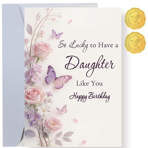 TzenvoGift Carte Anniversaire Fille Double-couche Enveloppe 5.6 x 8.1"