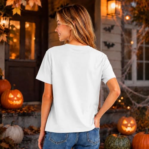 Halloween Shirts for Women Spooky Season Boo Ghost Festival Casual Tee Tops - image 3