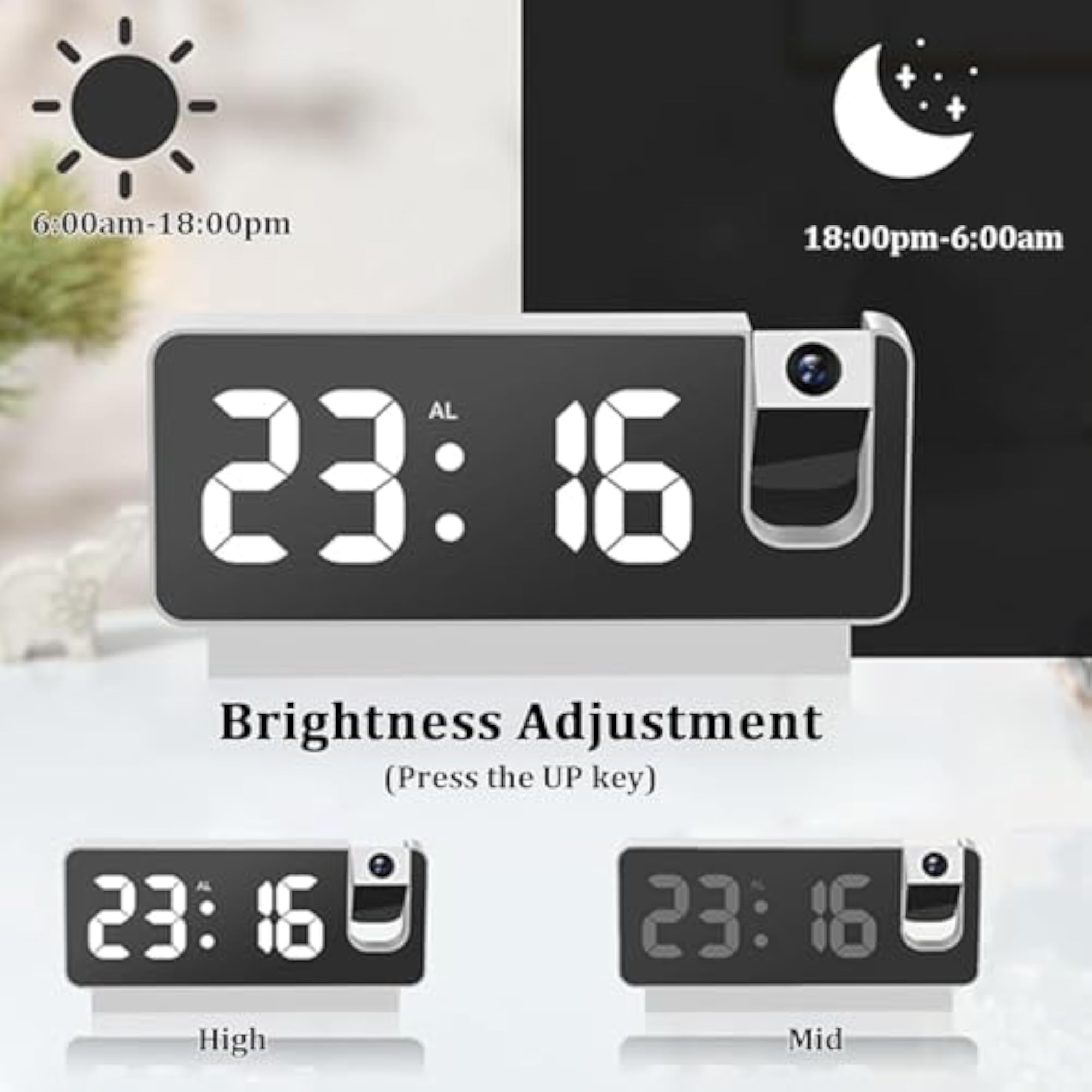 Ceiling Projection Alarm Clock with Temperature Display